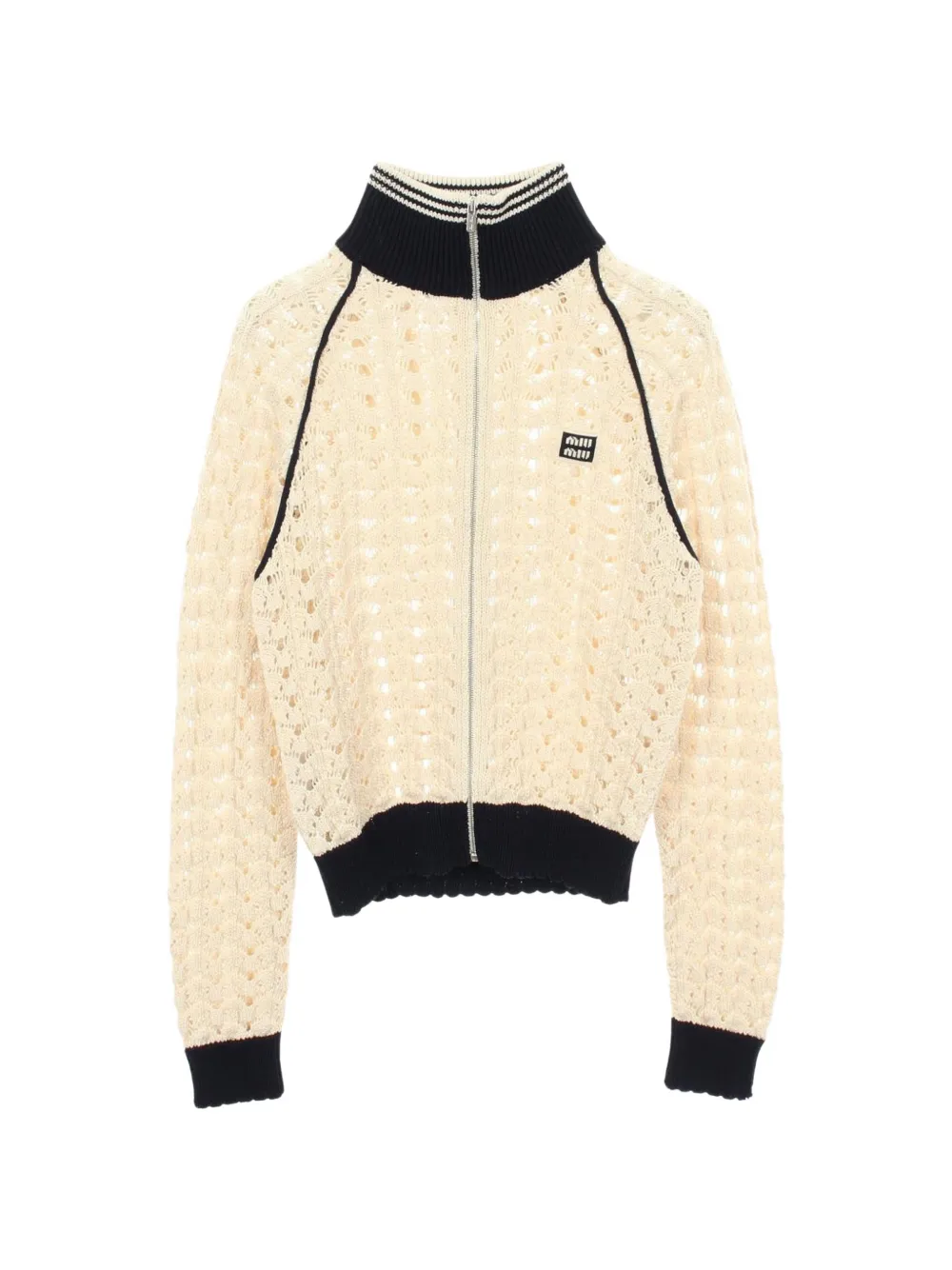 Miu Miu Pre-Owned 2020s lace zip-up cardigan - Toni neutri