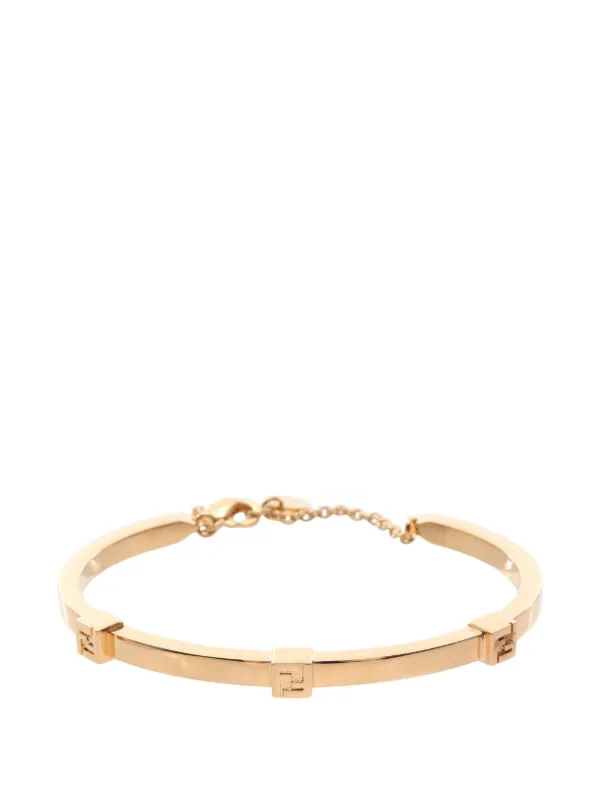 Fendi Pre-owned Forever Ff-logo Bracelet in Gold