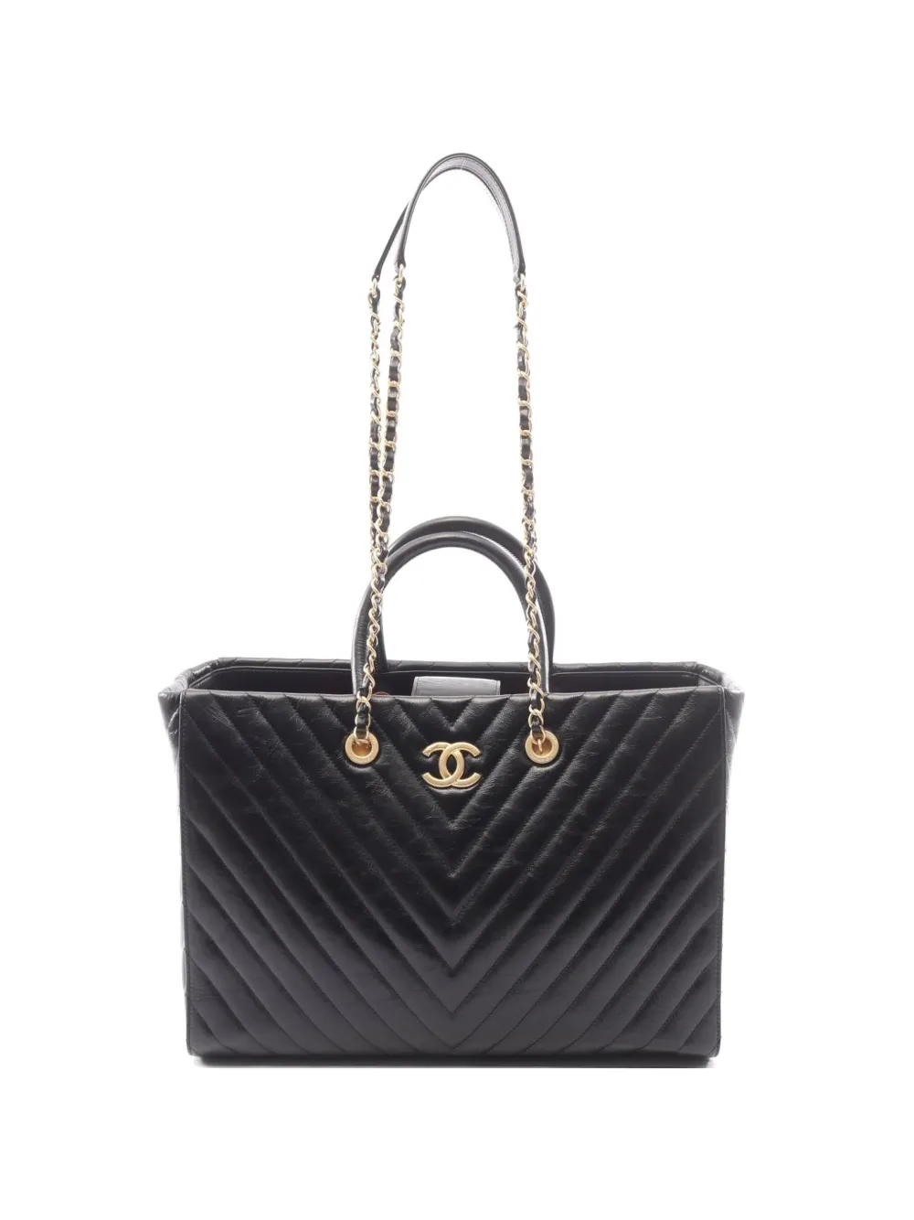 CHANEL Pre-Owned 2017-2018 V-stitch leather tote bag - Black