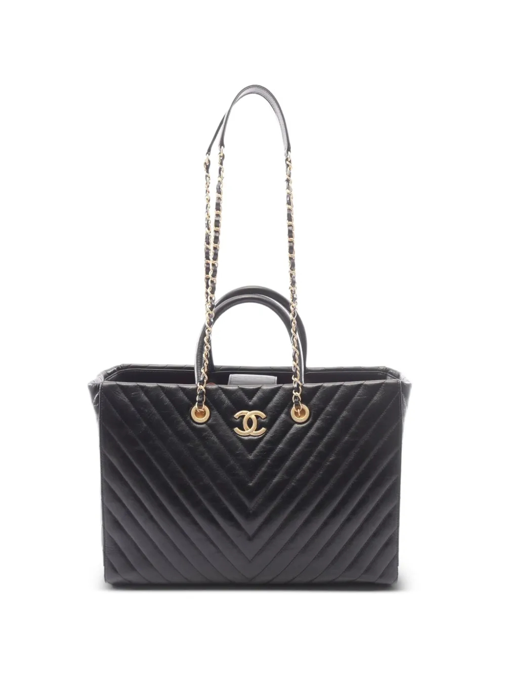 CHANEL Pre-Owned 2017-2018 V-stitch leather tote bag - Black