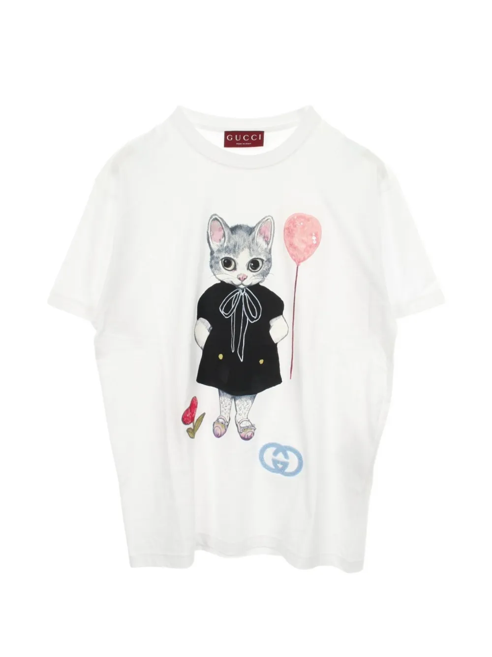 Gucci Pre-Owned x Yuko Higuchi 2010s Japan Limited cat sequin T-shirt - Bianco