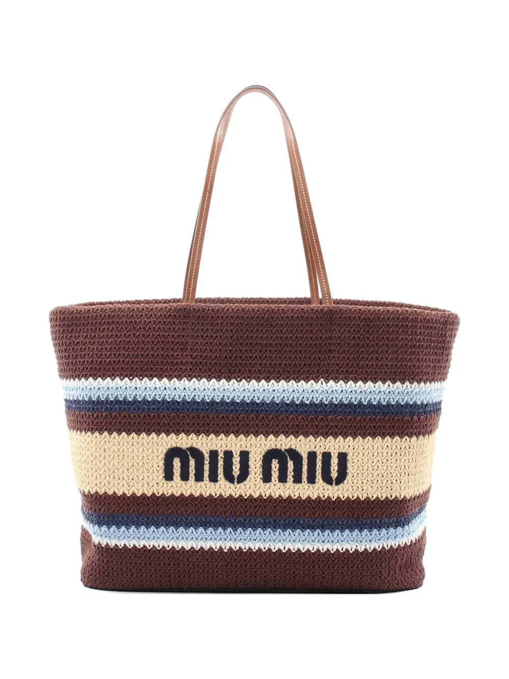 Miu Miu Pre-Owned 2020s raffia-effect woven tote bag - Marrone