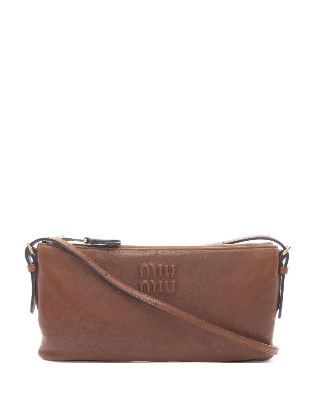 Miu Miu Pre-Owned 2000s logo-detail leather cross body bag - Marrone