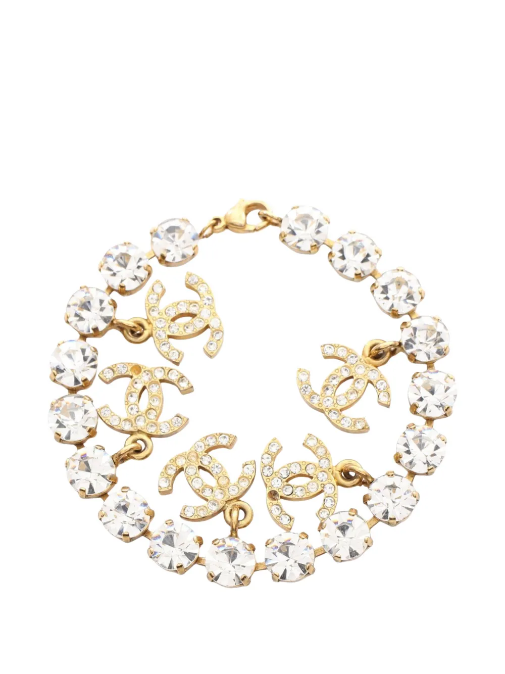 CHANEL Pre-Owned 1986-1988 CC-crystal bracelet - Gold