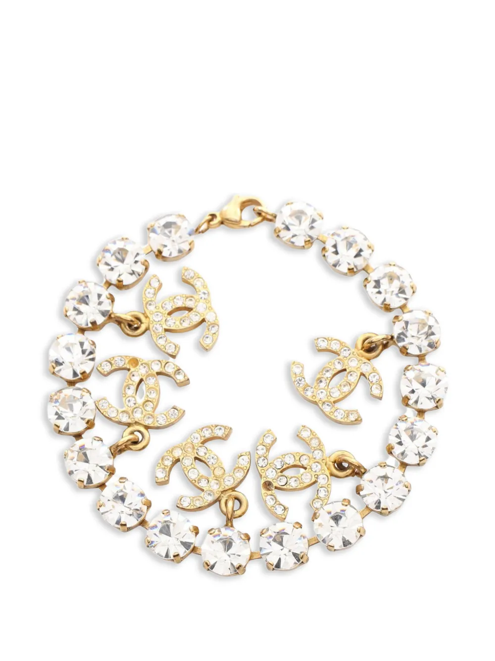 CHANEL Pre-Owned 1986-1988 CC-crystal bracelet - Oro