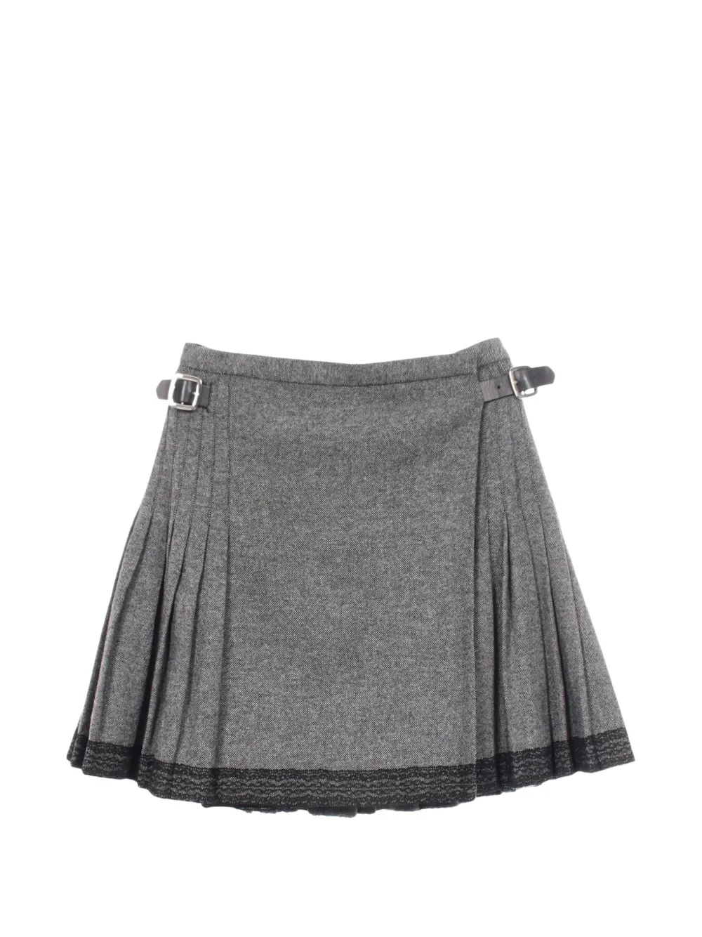 Christian Dior Pre-Owned 2010s pleated lace-trim skirt - Grey