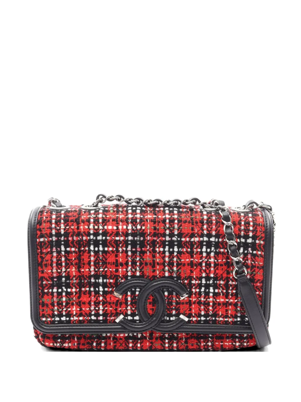 CHANEL Pre-Owned 2020-2021 CC Filigree matelassé chain shoulder bag - Rosso