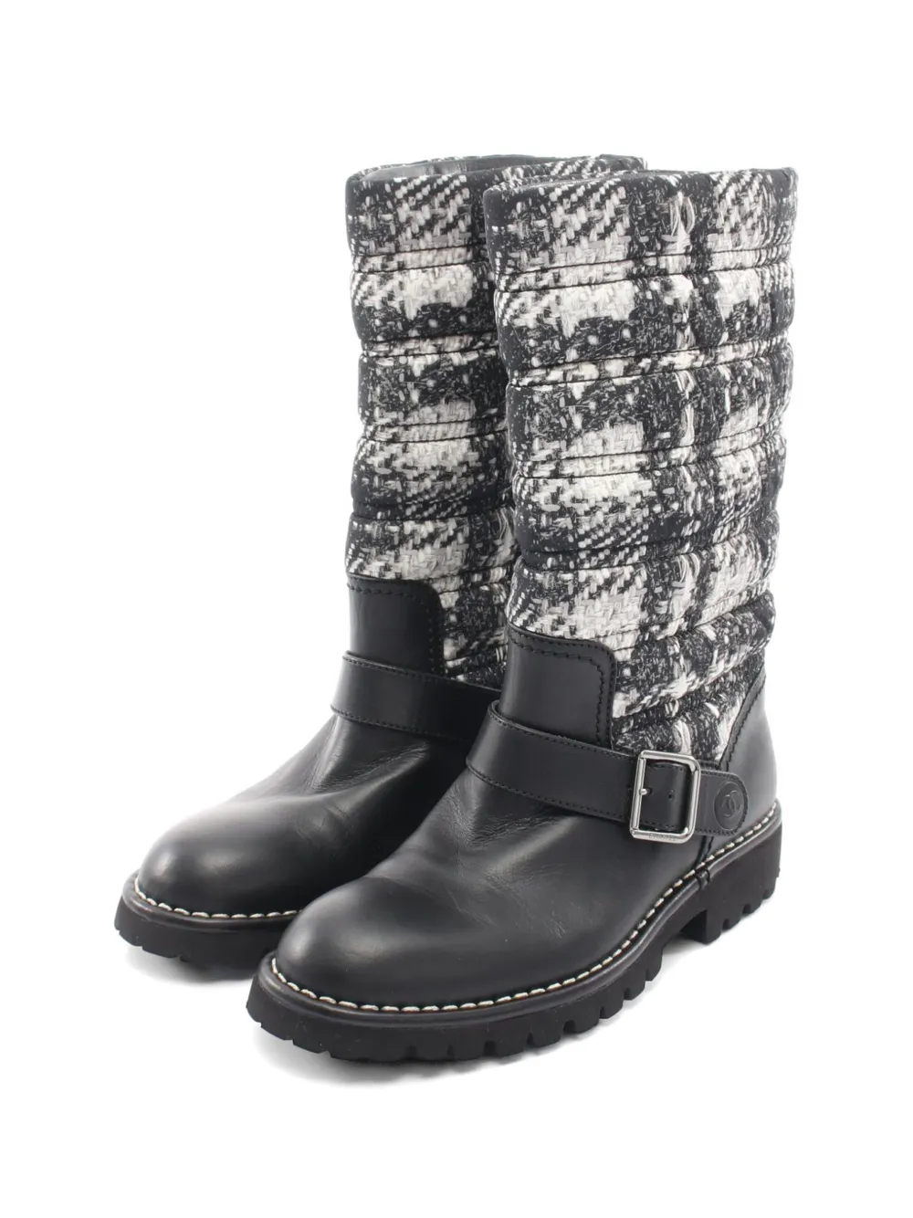 CHANEL Pre-Owned 1986-1988 tweed-pattern snow boots - Black