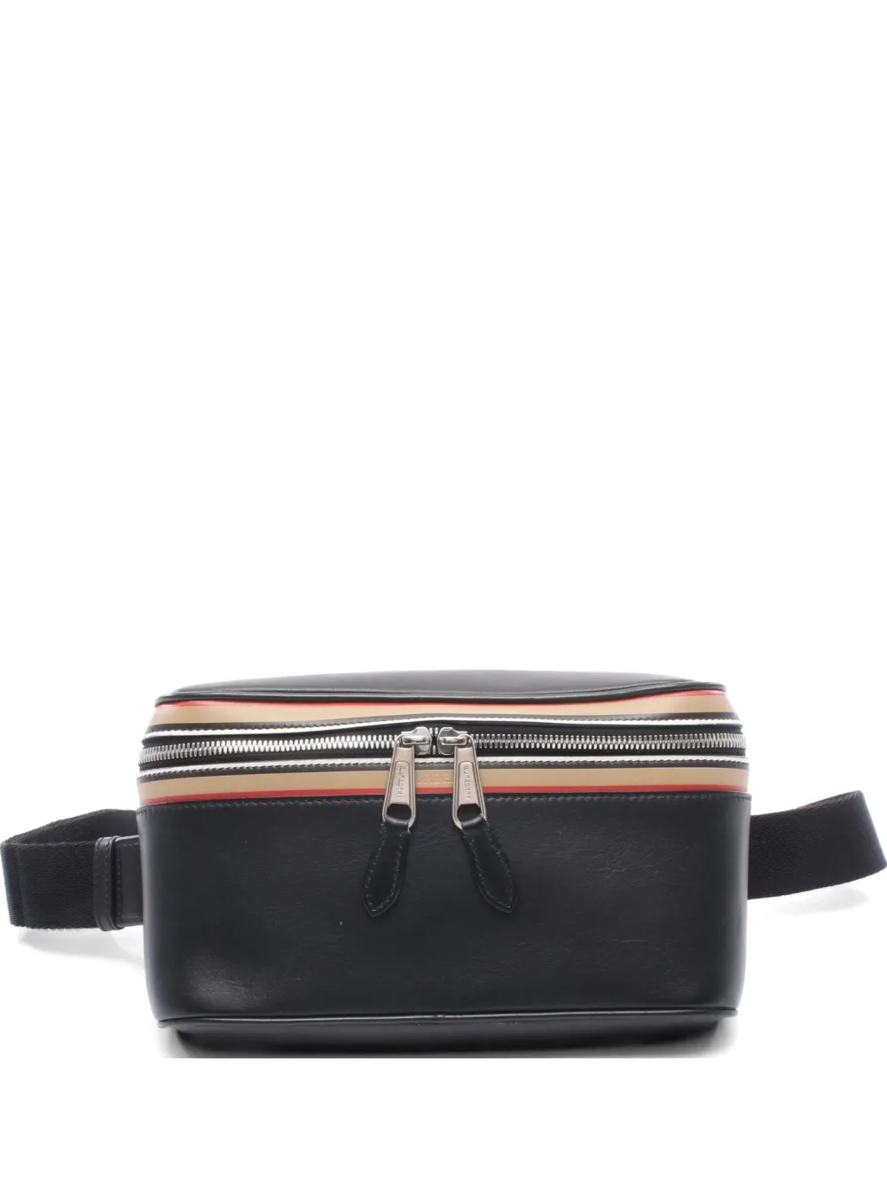 Burberry Pre-Owned 2010s striped-trim leather belt bag - Schwarz