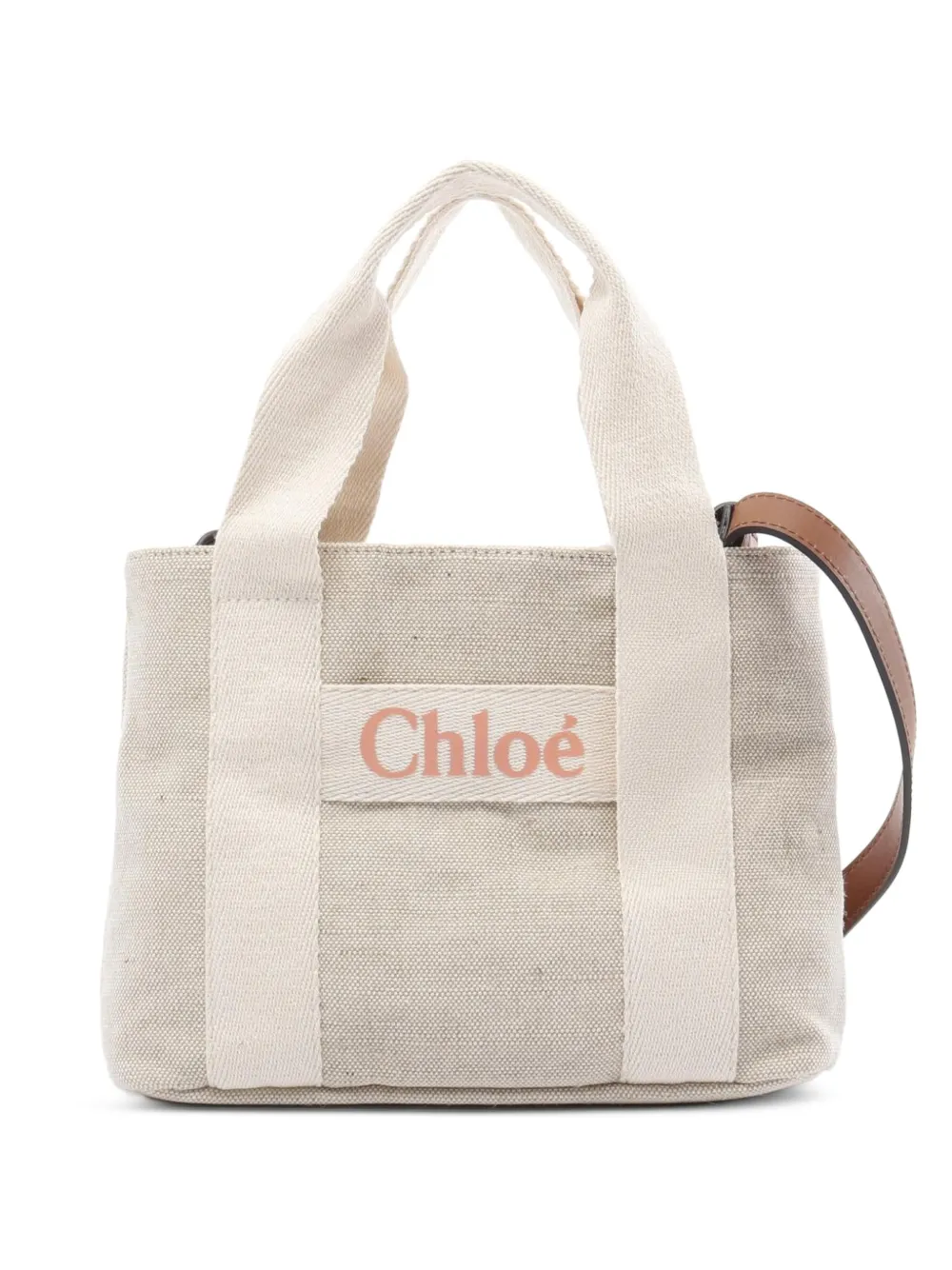 Chloé Pre-Owned Woody logo-print tote bag - Toni neutri
