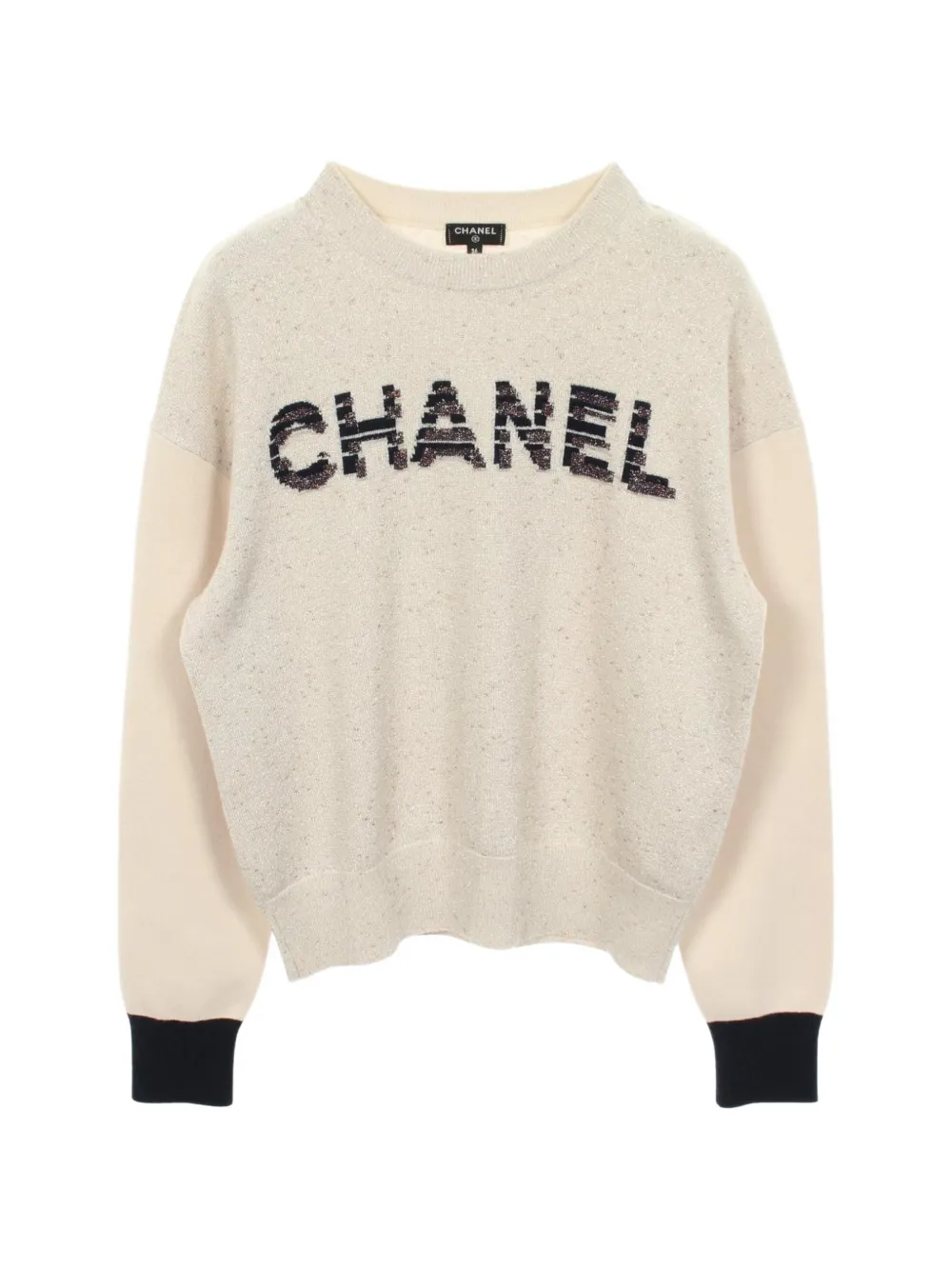 CHANEL Pre-Owned 1986-1988 logo knit sweater - Neutrals