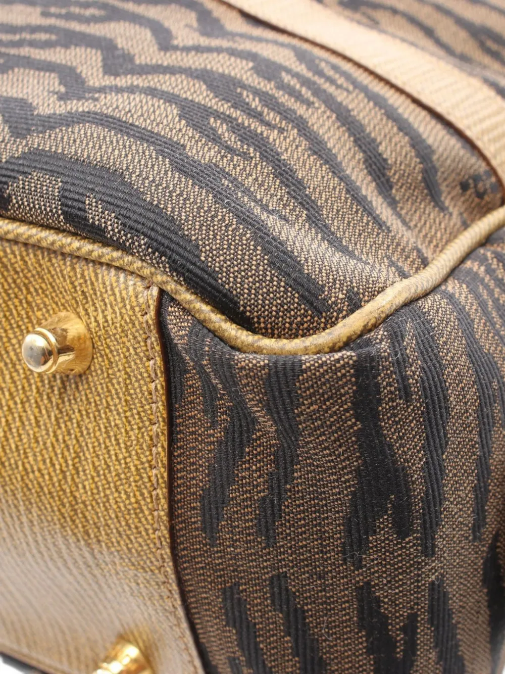 Fendi Pre-Owned Zebra canvas shopper Beige