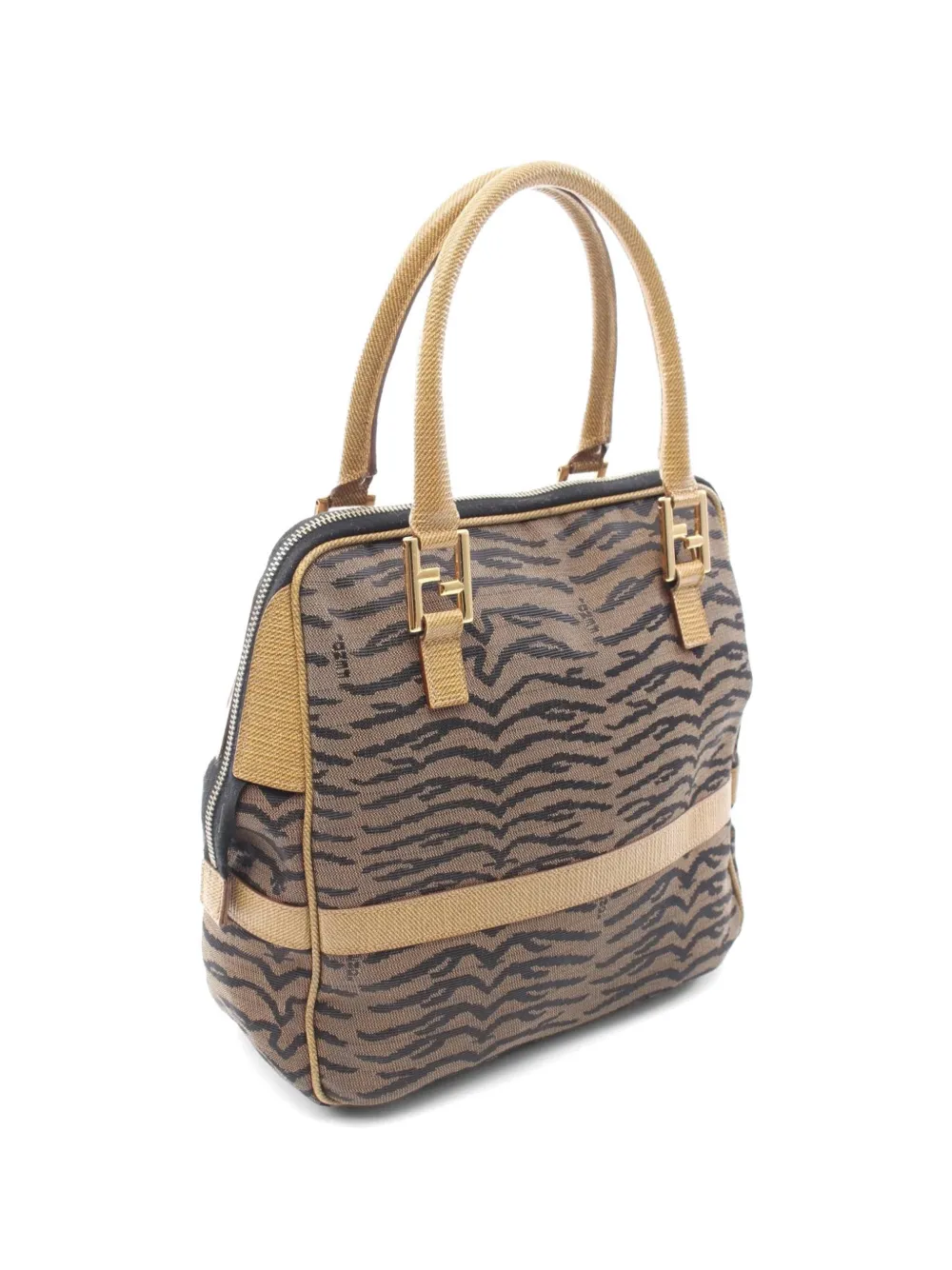 Fendi Pre-Owned Zebra canvas shopper Beige