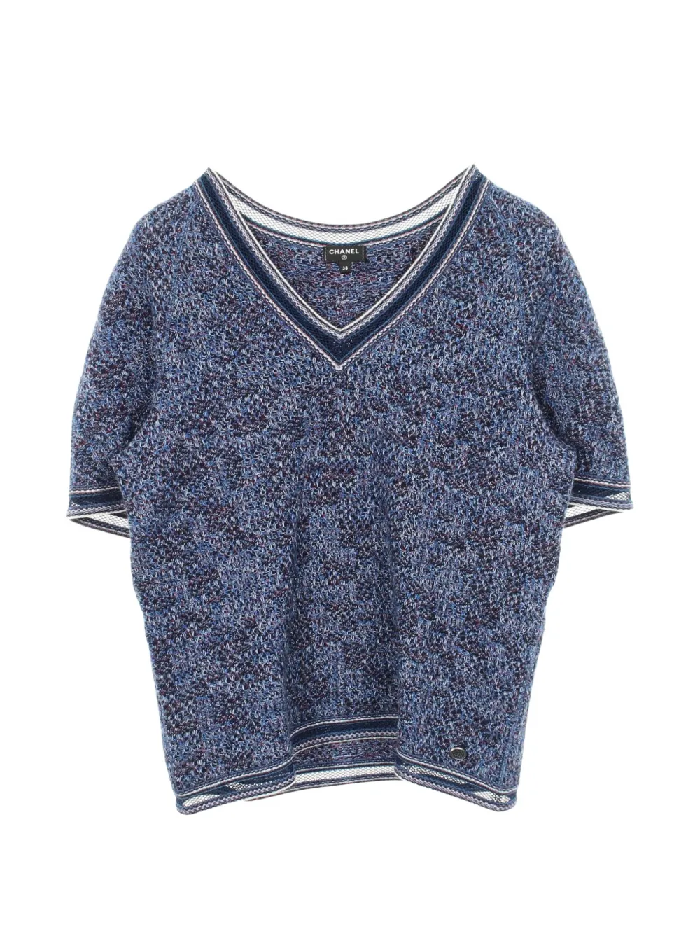 CHANEL Pre-Owned 1986-1988 V-neck sweater - Blu