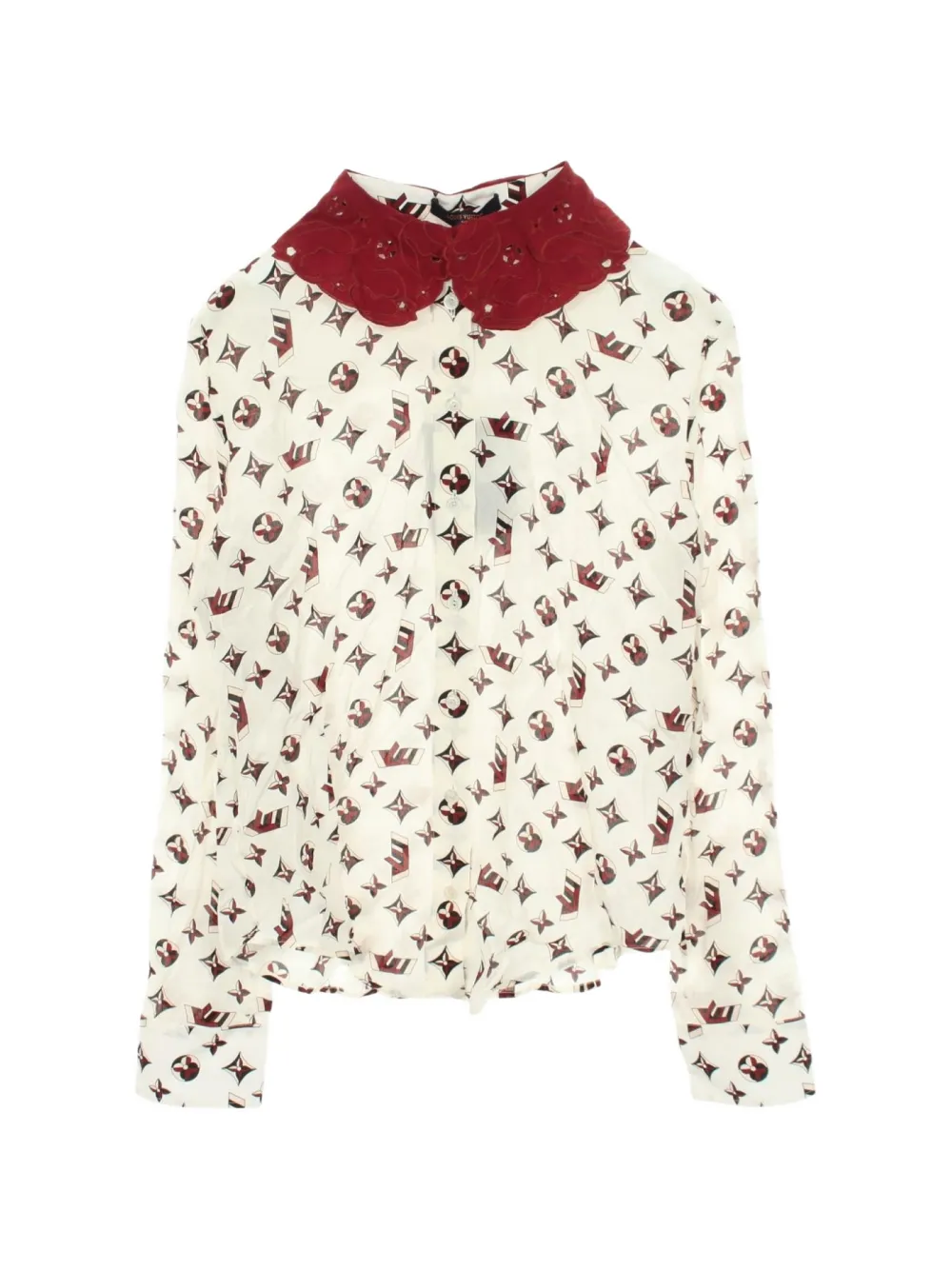Louis Vuitton Pre-Owned 2010s Monogram embroidered collar shirt - Nude