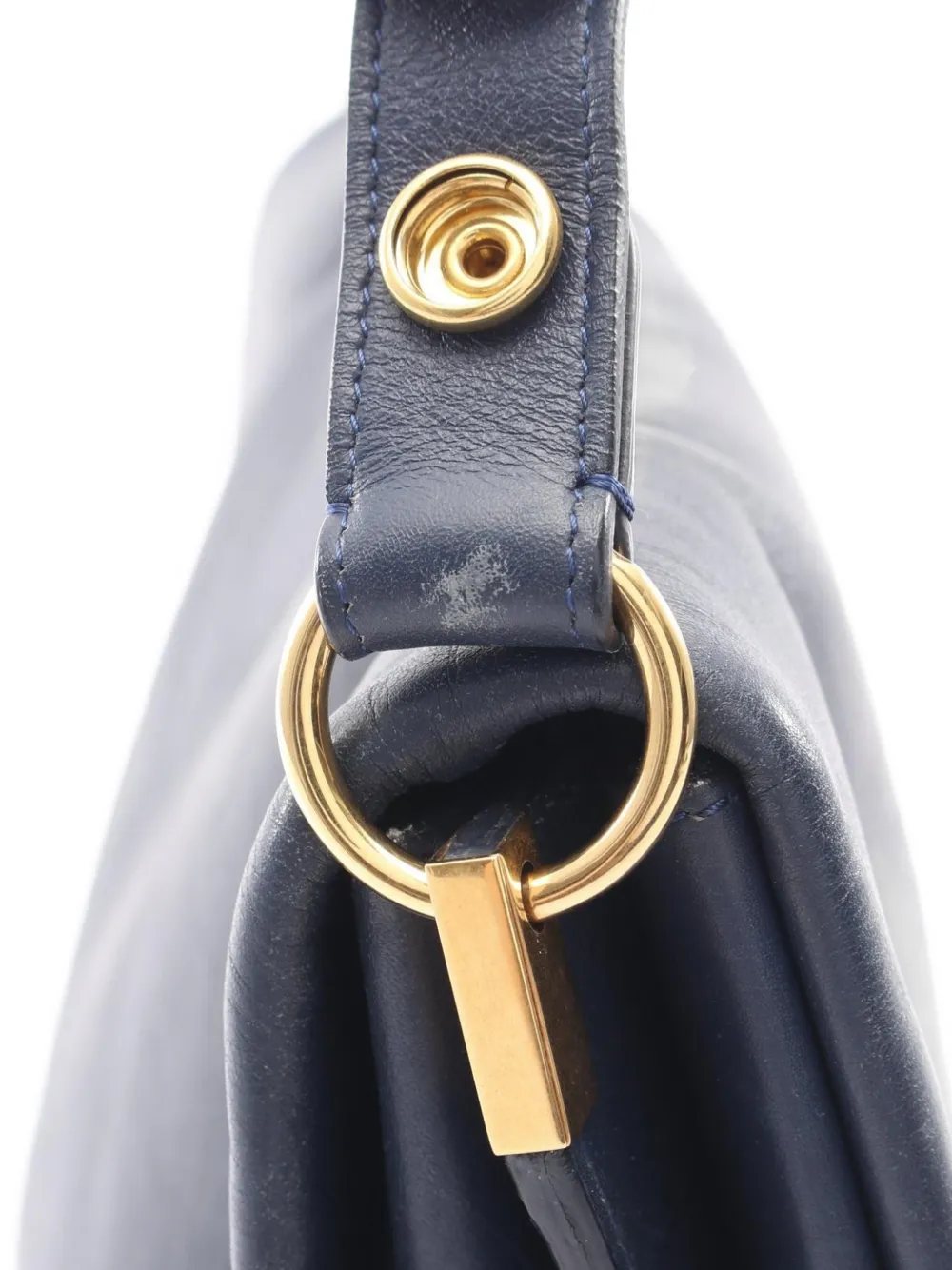 Celine Pre-owned 2000s Blade Leather Shoulder Bag in Blue, view 5