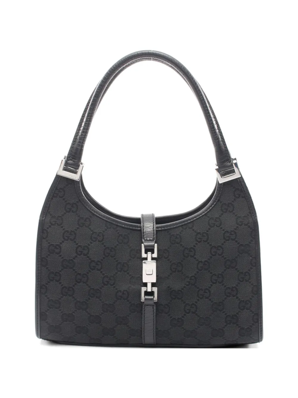 Pre-owned Gucci 2000s Jackie Gg Canvas Handbag In Black