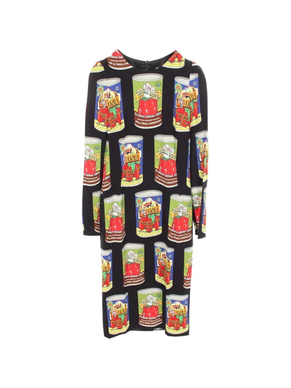 Dolce & Gabbana Pre-Owned 2010s tomato can-print long-sleeve midi dress - Nero