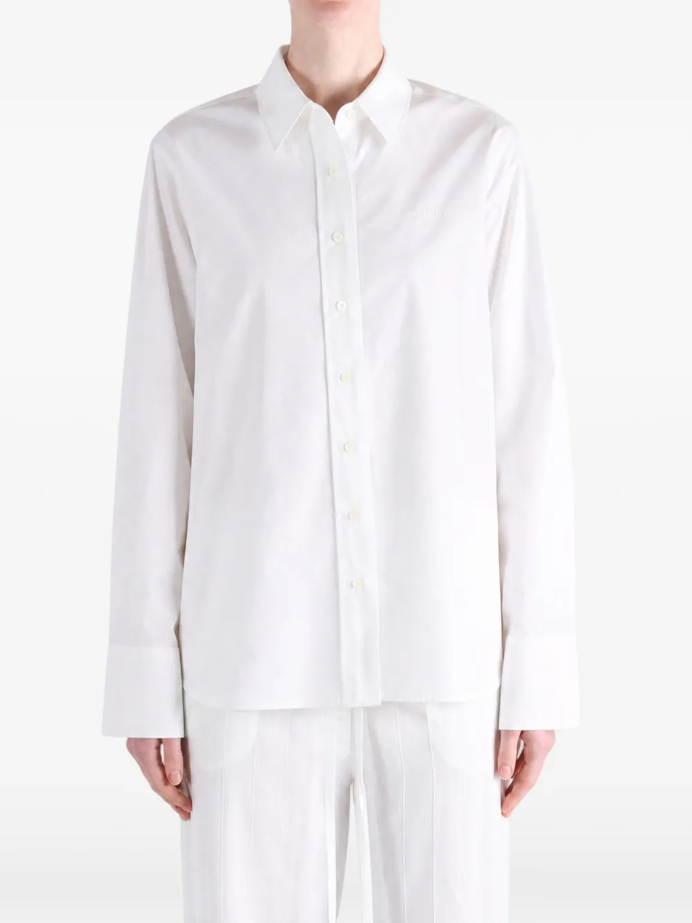  Givenchy Camisa Con Logo Bordado - Blanco 