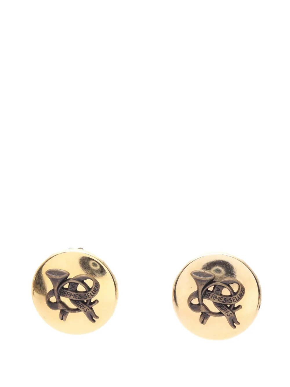 Hermès Pre-Owned 2000-2026 Gold Plated Horn Sellier Clip On Earrings costume earrings
