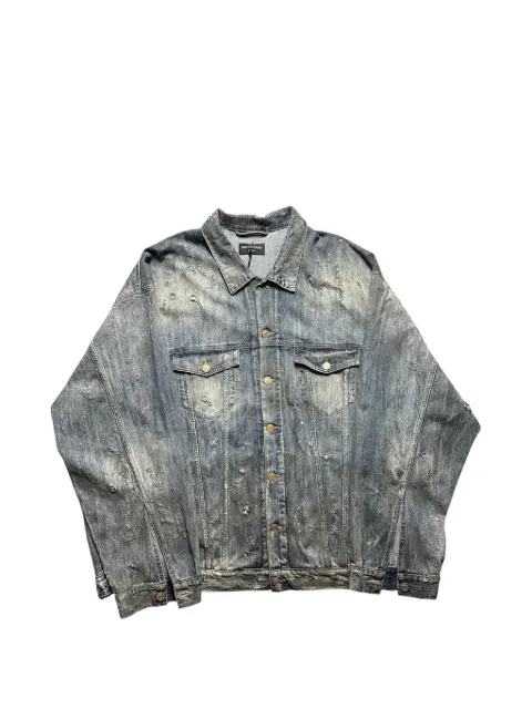 Balenciaga rhinestone-logo oversized denim jacket