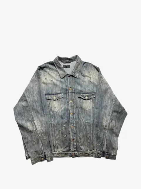 Balenciaga rhinestone-logo oversized denim jacket
