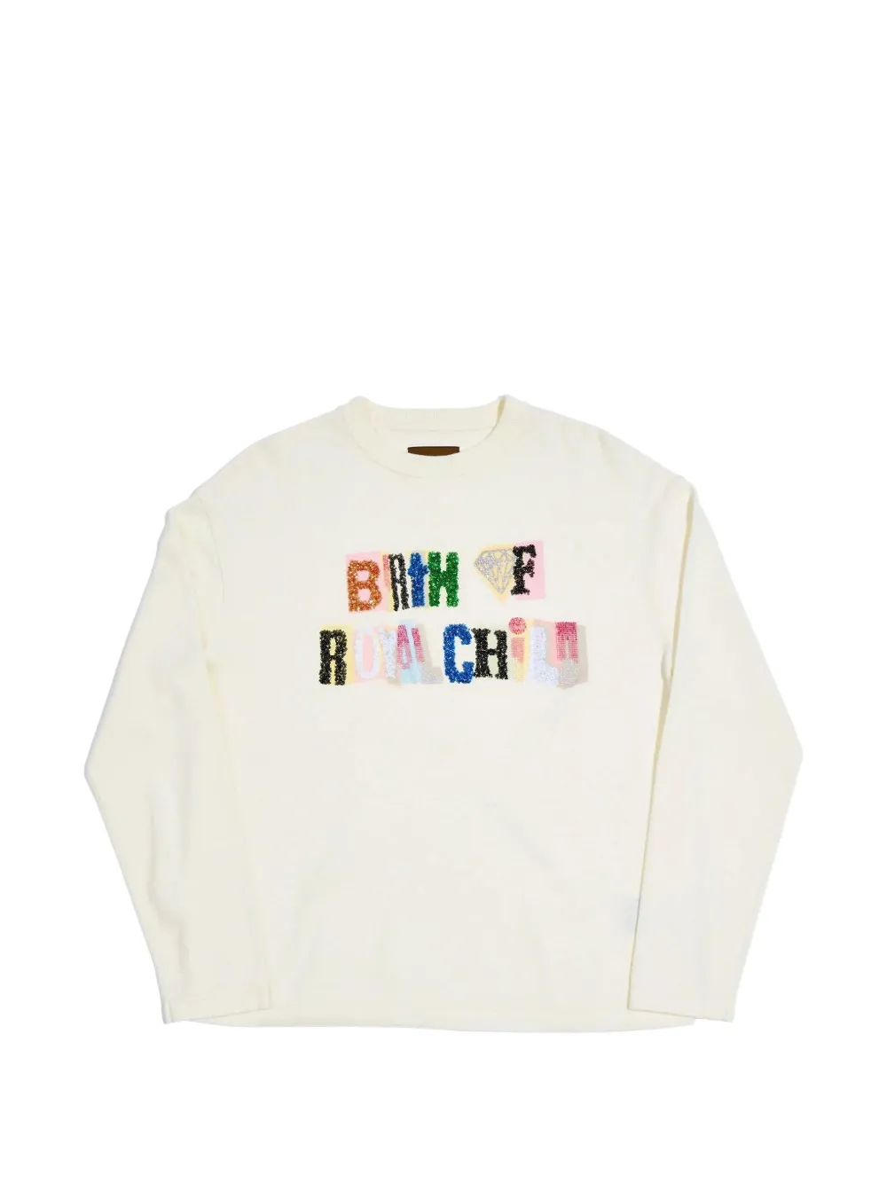 BIRTH OF ROYAL CHILD sequin-logo long-sleeve T-shirt - Bianco