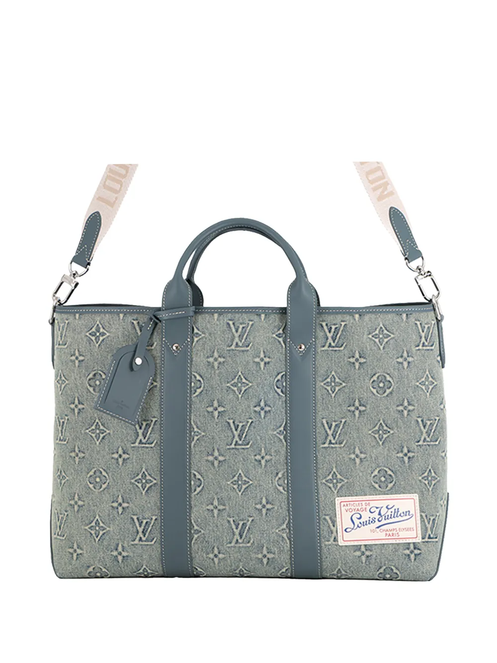 Louis Vuitton Pre-Owned 2021-2026 Monogram Washed Denim Weekend Tote travel bag - Blu