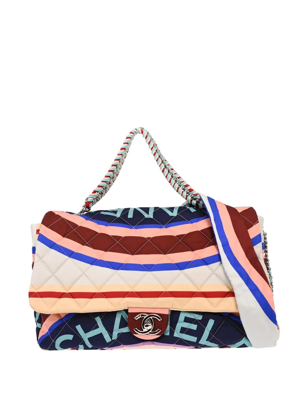 CHANEL Pre-Owned 2017 XXL Foulard quilted printed handbag - Toni neutri