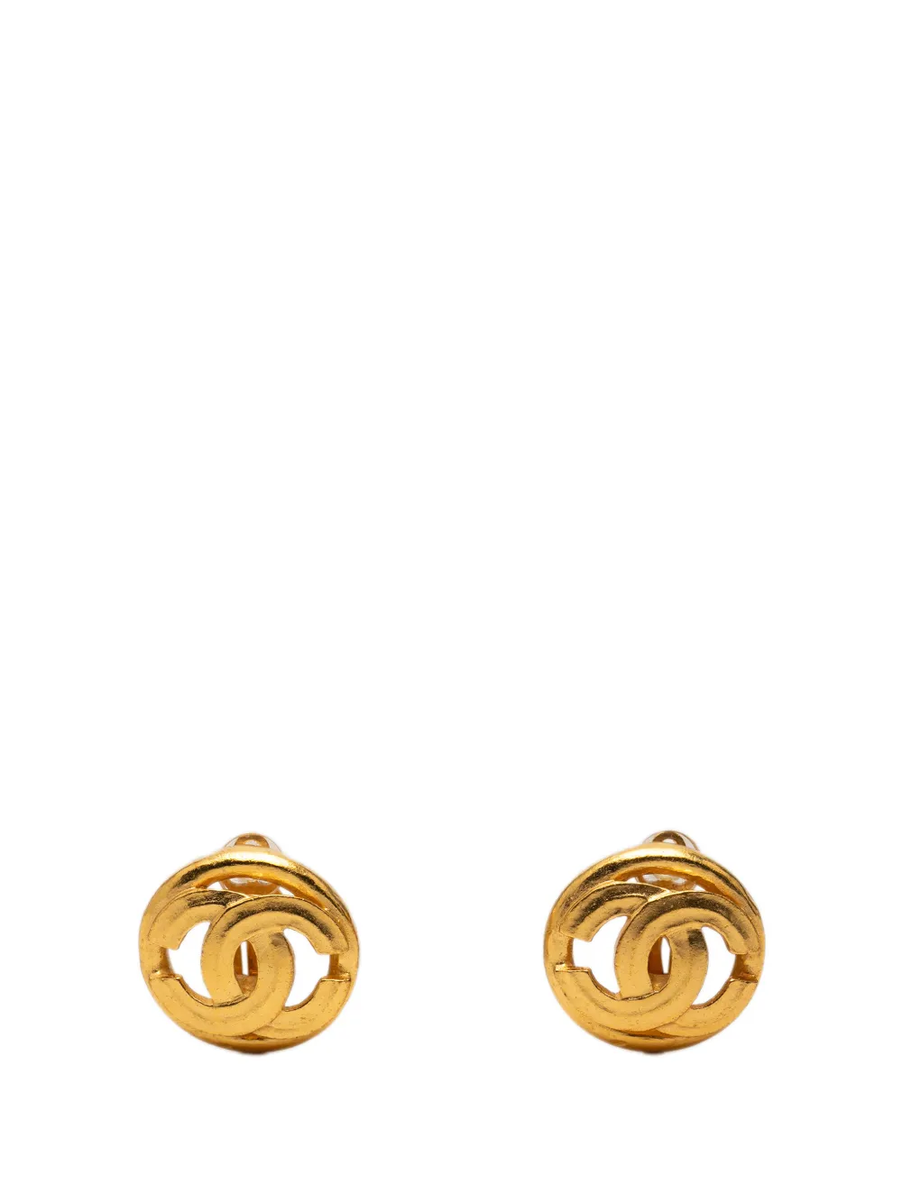 CHANEL Pre-Owned 1998 CC Gold Plated Round Clip On Earrings costume earrings - Oro