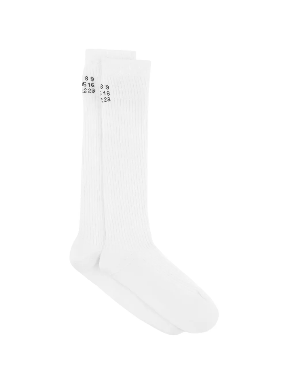 MM6 Maison Margiela Numeric Signature ribbed-knit socks - Weiß