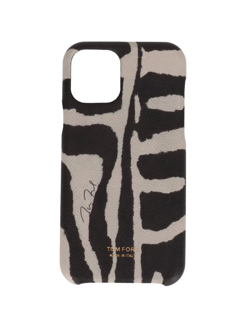 TOM FORD zebra-print grained-texture phone case - Nero