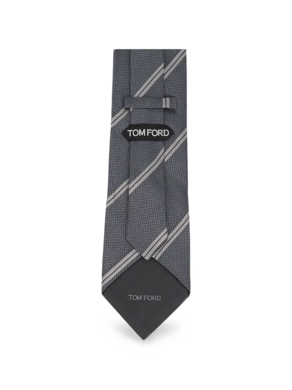 TOM FORD Stropdas met diagonale streep en visgraat-patroon Grijs