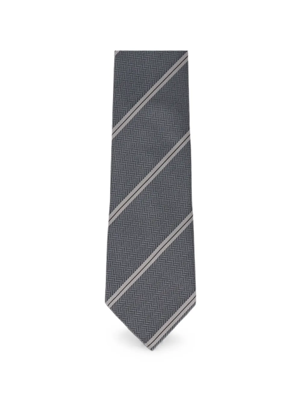 TOM FORD herringbone-knit diagonal-stripe tie - Grau