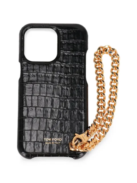TOM FORD croc-effect chain-link phone case