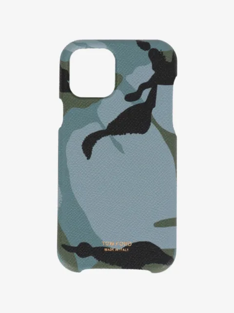 TOM FORD camouflage-print grained-texture phone case