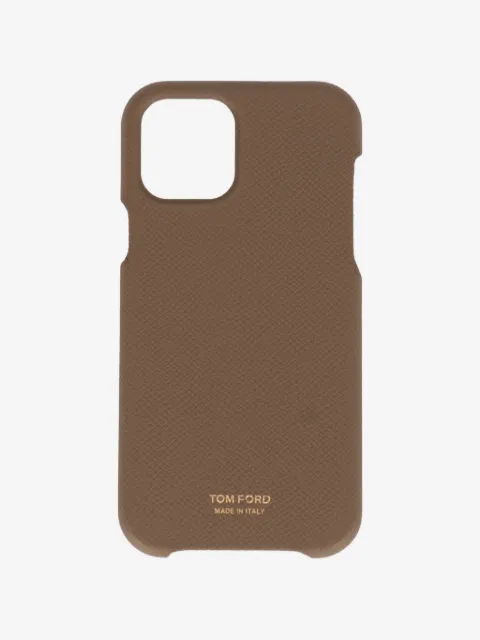 TOM FORD logo-print grained-leather phone case