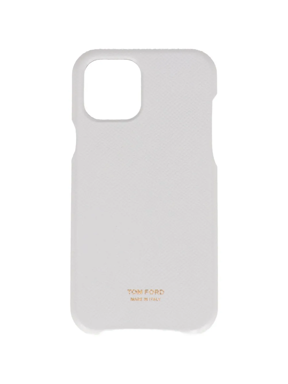 TOM FORD logo-print grained-leather iPhone case - Bianco