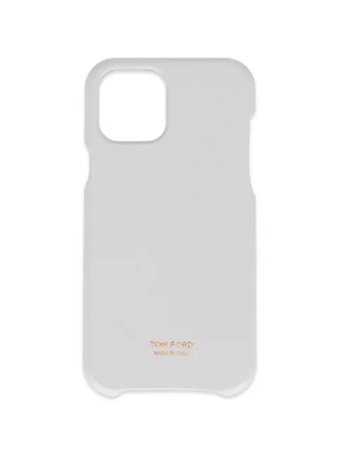 TOM FORD logo-print grained-leather iPhone case