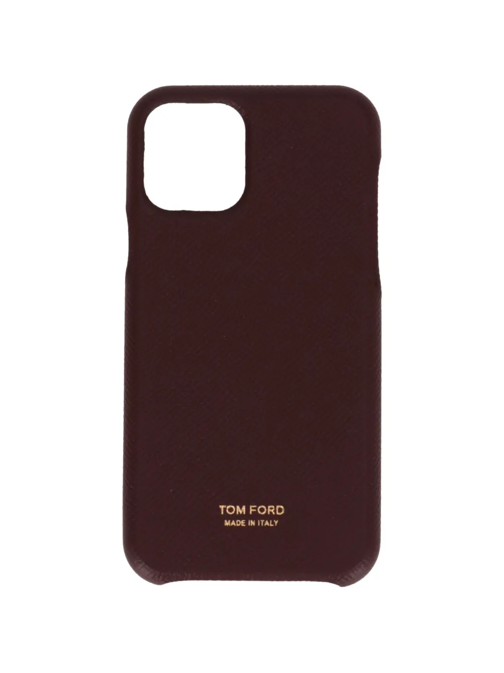 TOM FORD logo-print grained-leather iPhone case - Marrone