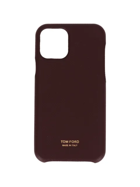 TOM FORD logo-print grained-leather iPhone case