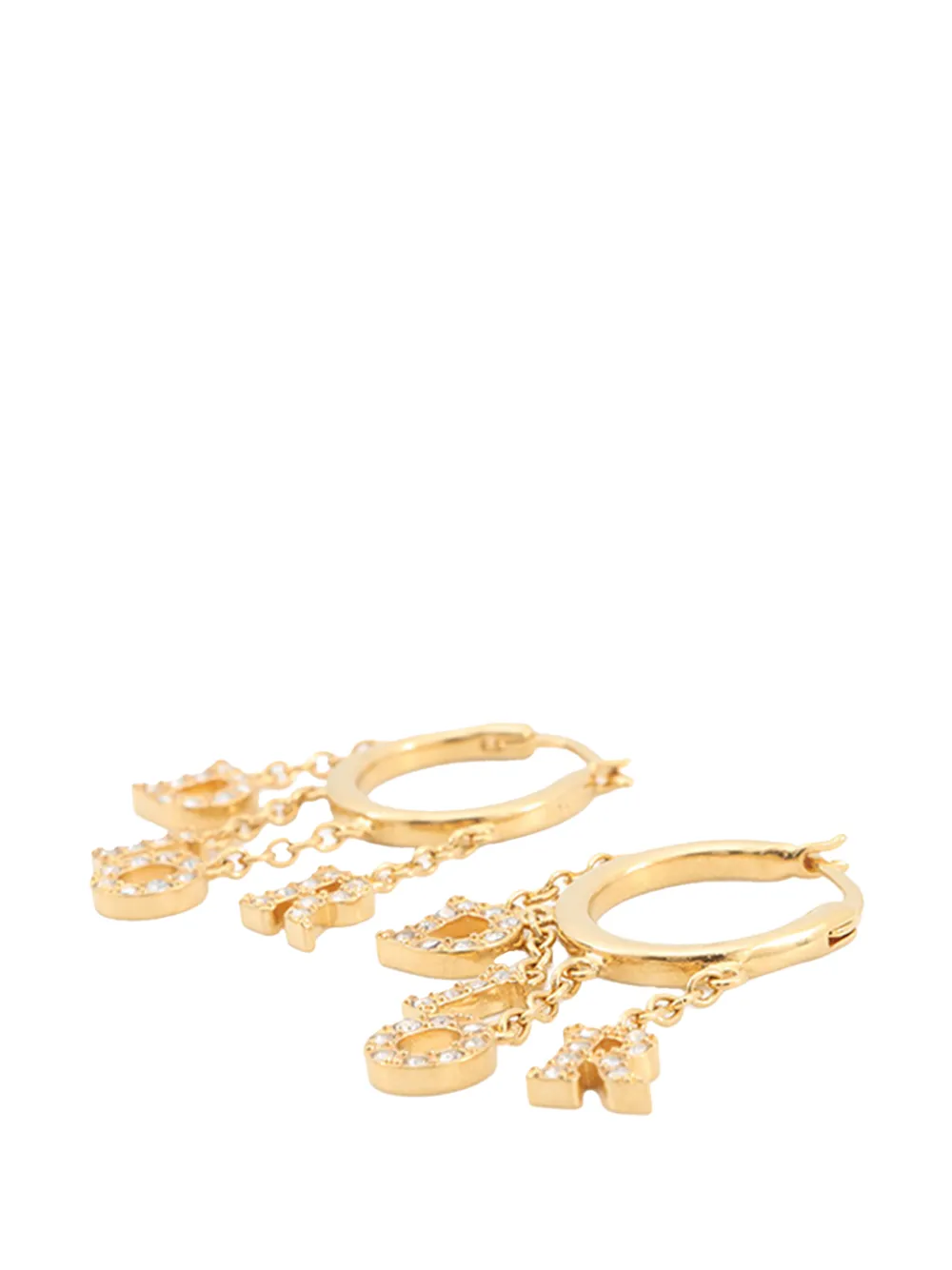  Christian Dior Pre-owned 2000-2026 Dio(r)evolution Gold Plated Strass Drop Hoop Earrings Costume Earrings 