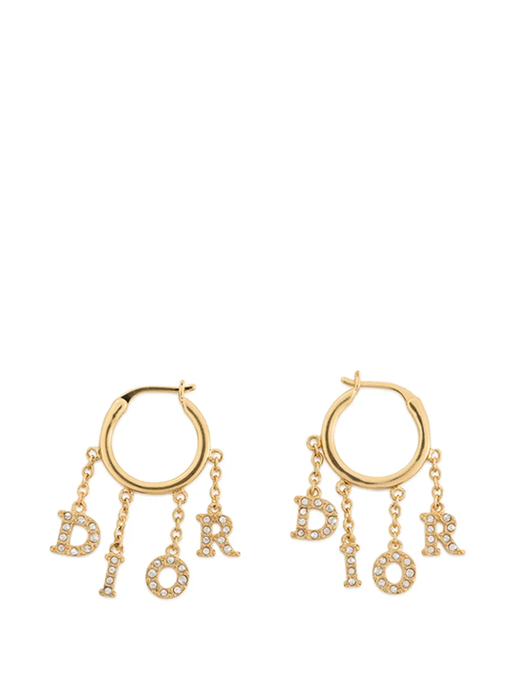 Christian Dior Pre-Owned 2000-2026 Dio(r)evolution Gold Plated Strass Drop Hoop Earrings costume earrings