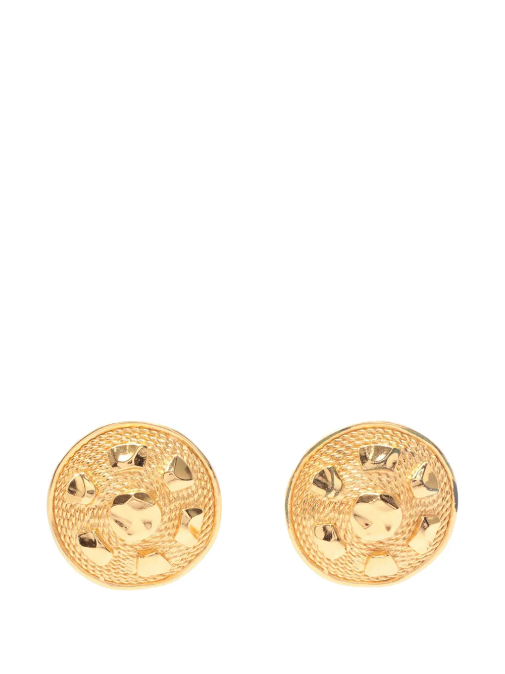 Pre-owned Dior 2000-2026 Gold Plated Round Clip On Earrings Costume Earrings