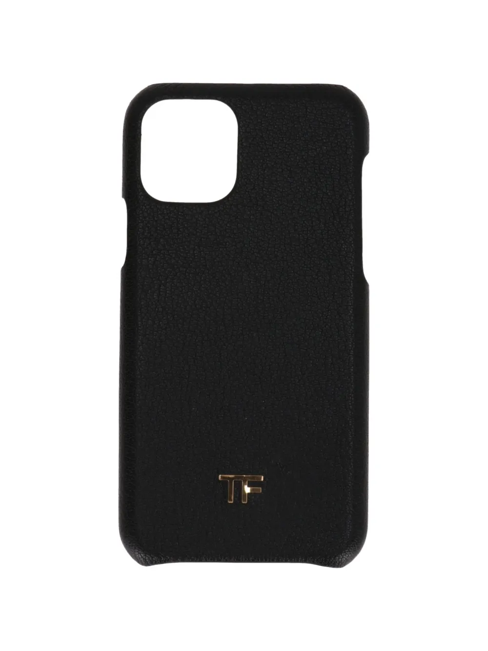 TOM FORD logo-plaque grained-texture leather phone case - Nero