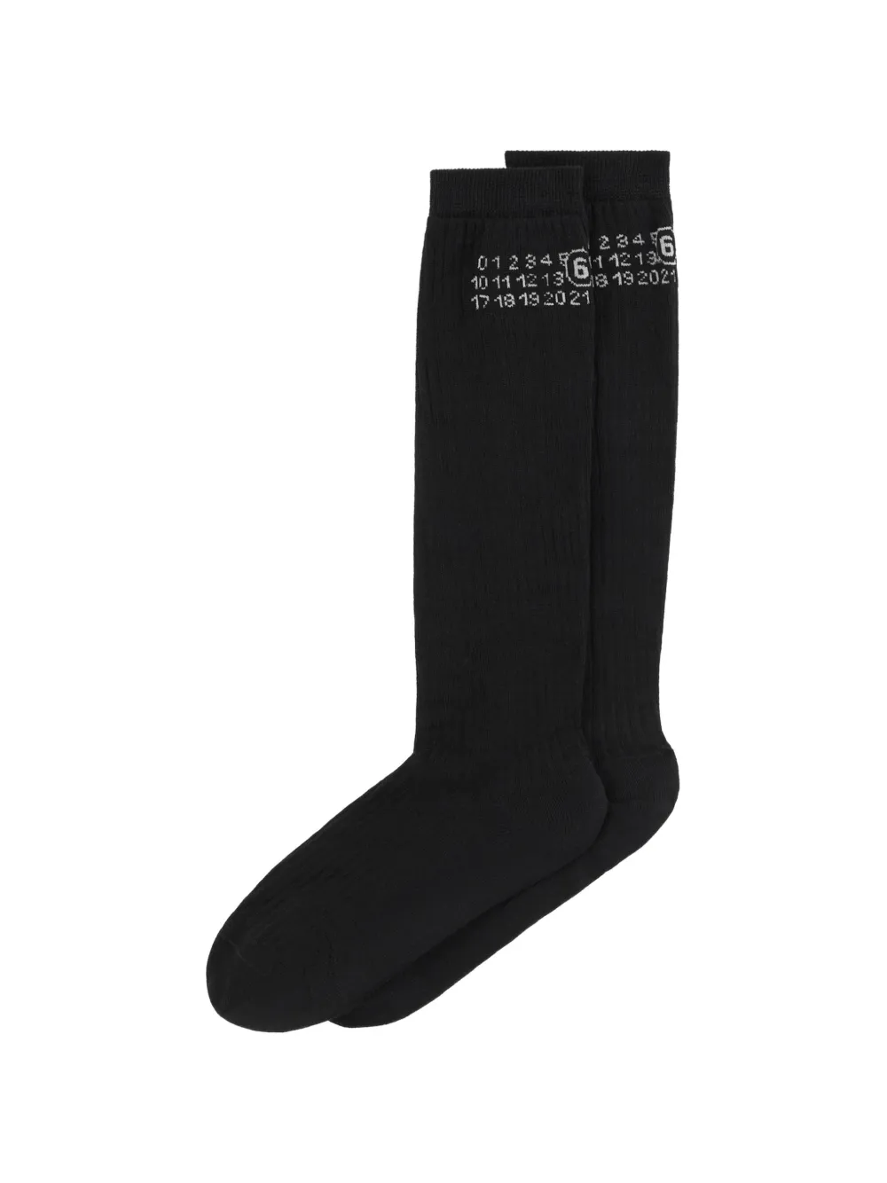 MM6 Maison Margiela Numeric Signature ribgebreide sokken Zwart