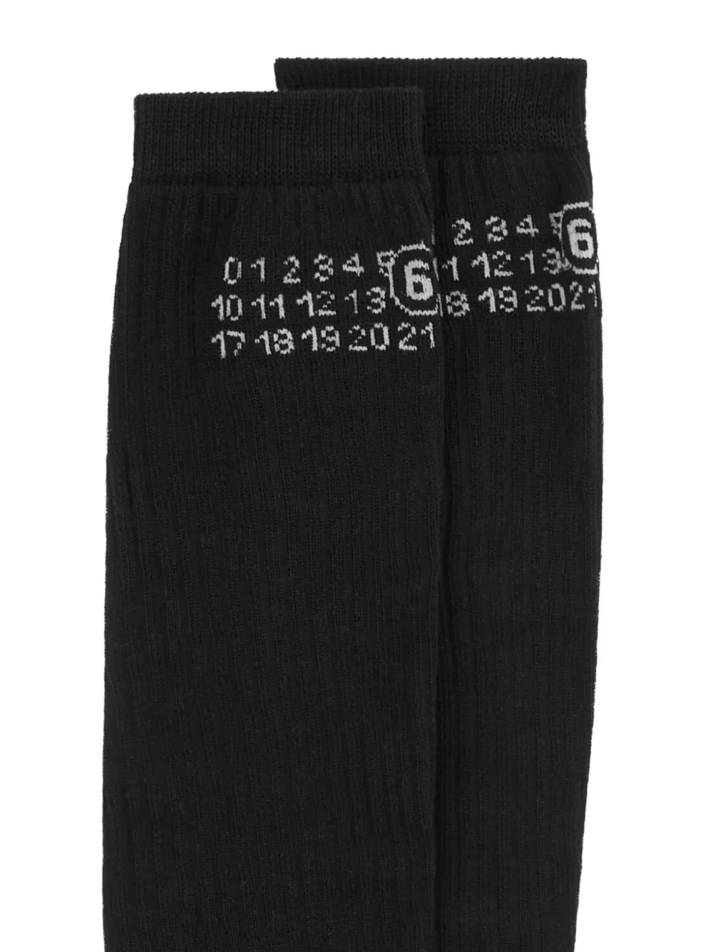 MM6 Maison Margiela Numeric Signature ribgebreide sokken Zwart
