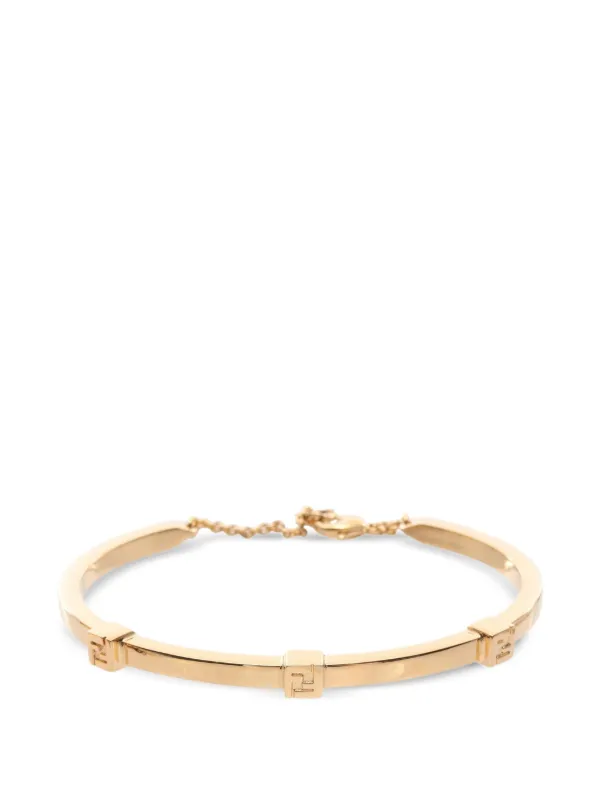 Fendi Pre-owned 20s Forever FF Logo Bracelet in Gold