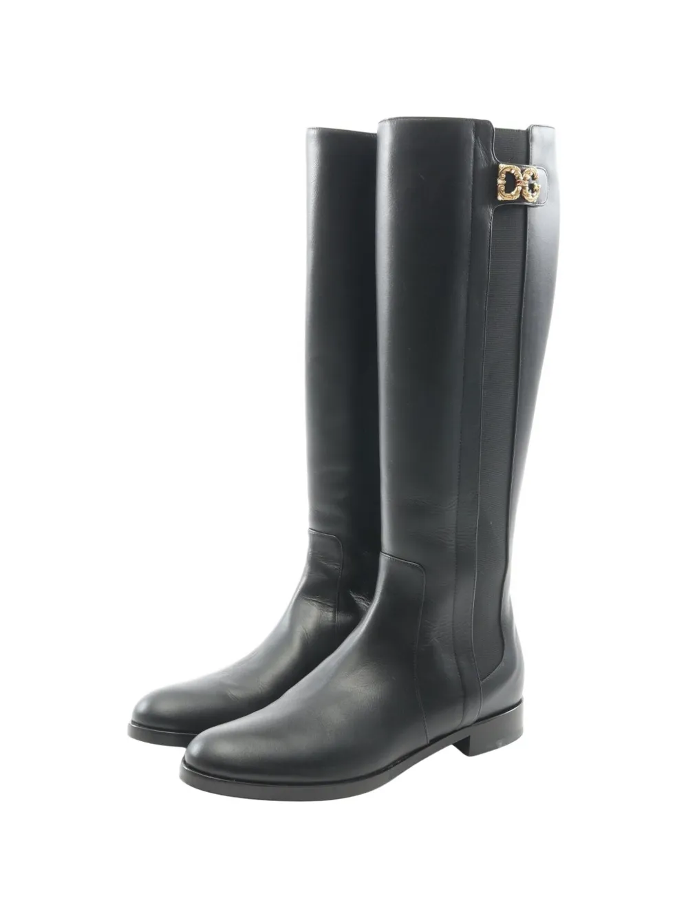Dolce & Gabbana Pre-Owned 2010 DG logo leather boots - Nero