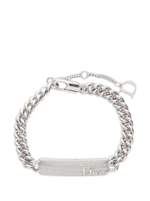Christian Dior Pre-Owned Guilloche logo plate bracelet